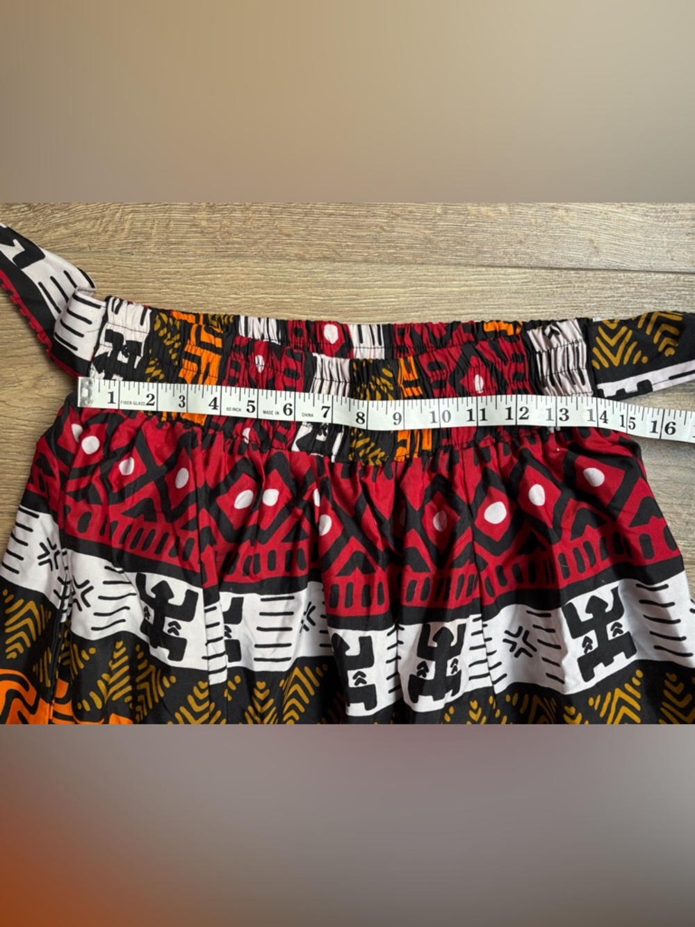 African Print Cotton Wrap Tie Maxi Skirt Elastic Waist Boho Festival Tribal S/M - Picture 7 of 9